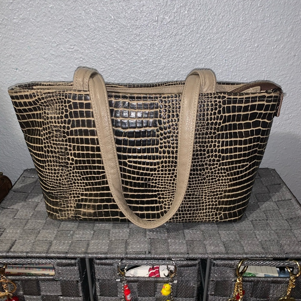 Bonnie Martin Elegant Crocodile Patterned Tote Bag